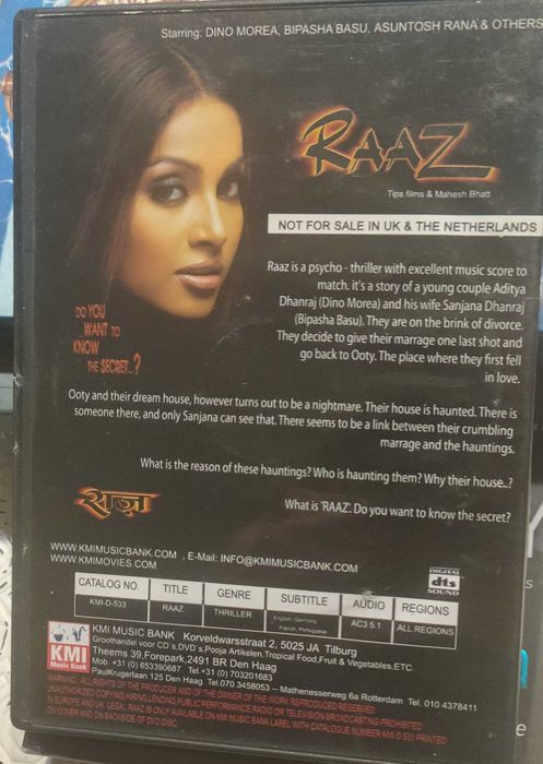 DVD filme indiano de terror sobrenatural Raaz