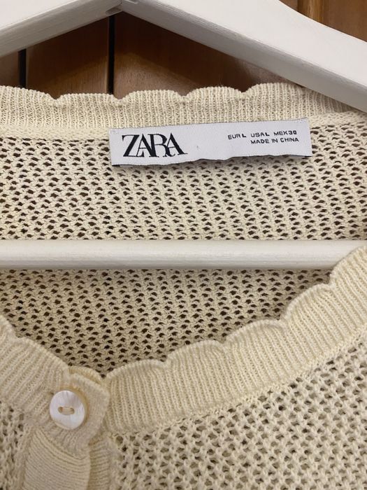 Casaco bege malha renda zara