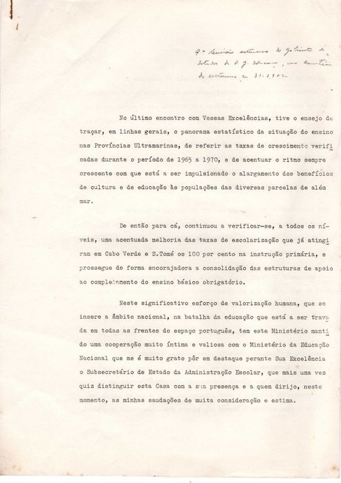 Discursos sobre Educação no Ultramar - Estado Novo (déc. 70)