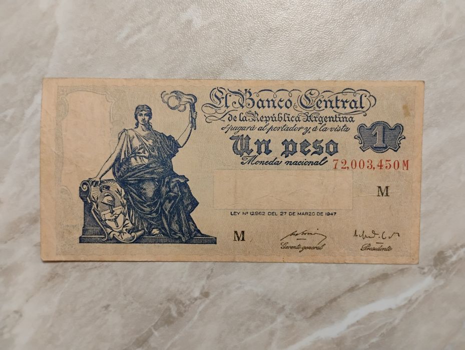 Banknot Argentyna - 1 peso z 1947 r.
