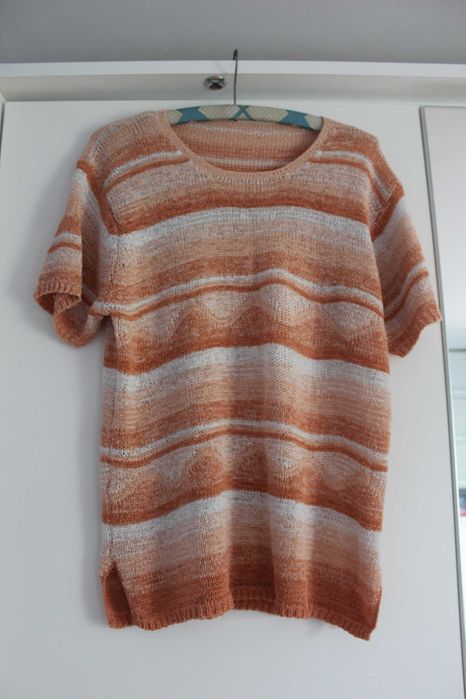 sweter w paski sweterek na krótki rekaw 3/4 rękawa