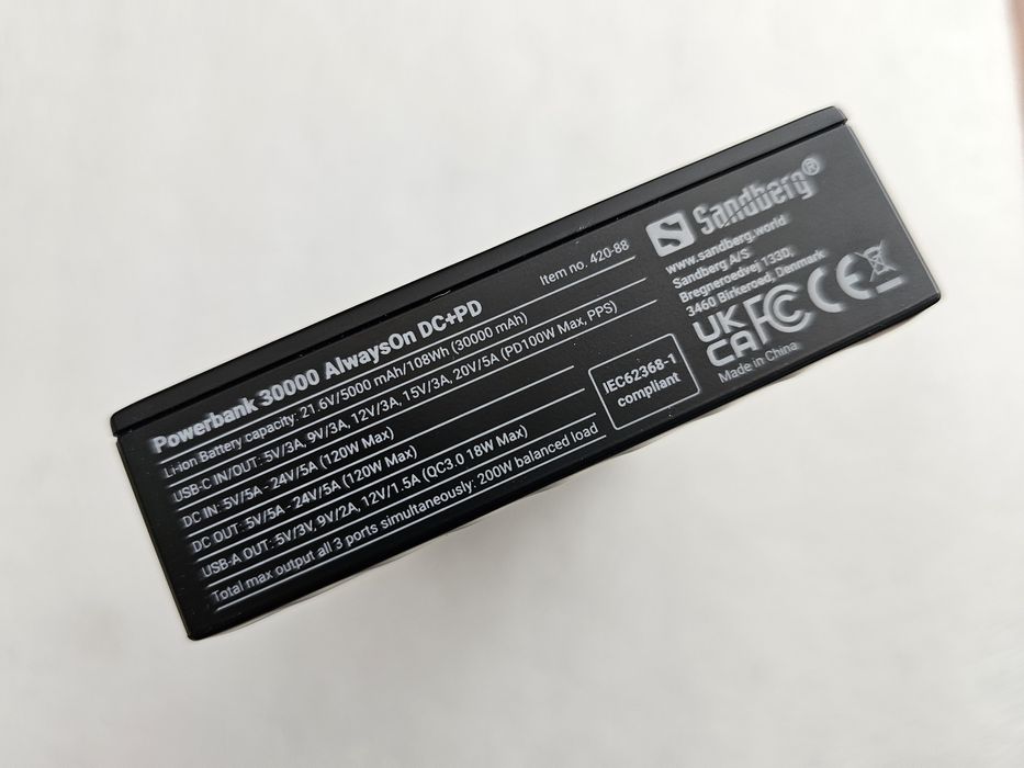 PowerBank 30000 AlwaysOn DC+PD, 120W