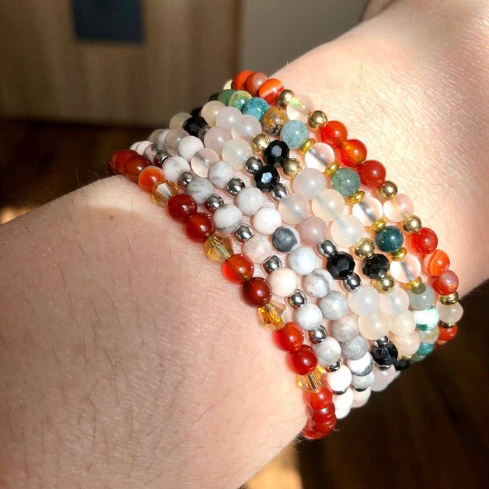 Regulowana bransoletka handmade z kamieni naturalnych - wyprzedaż