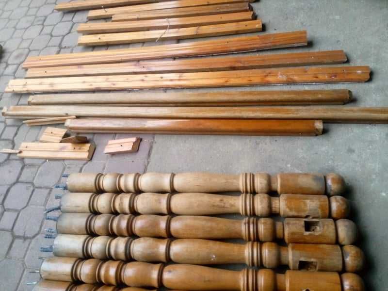 Tralki dębowe + słupki - balustrada - lite drewno - stan bdb !!!