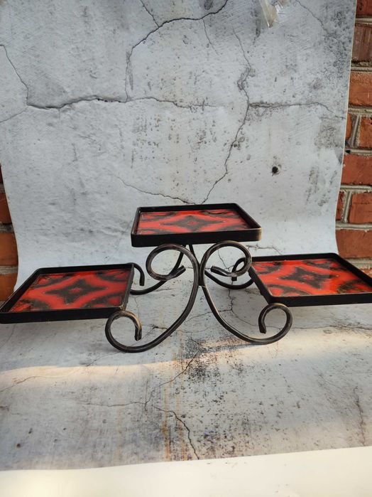 Stojak na Kwiaty - Płytki Ceramiczne - Metaloplastyka lata 60/70