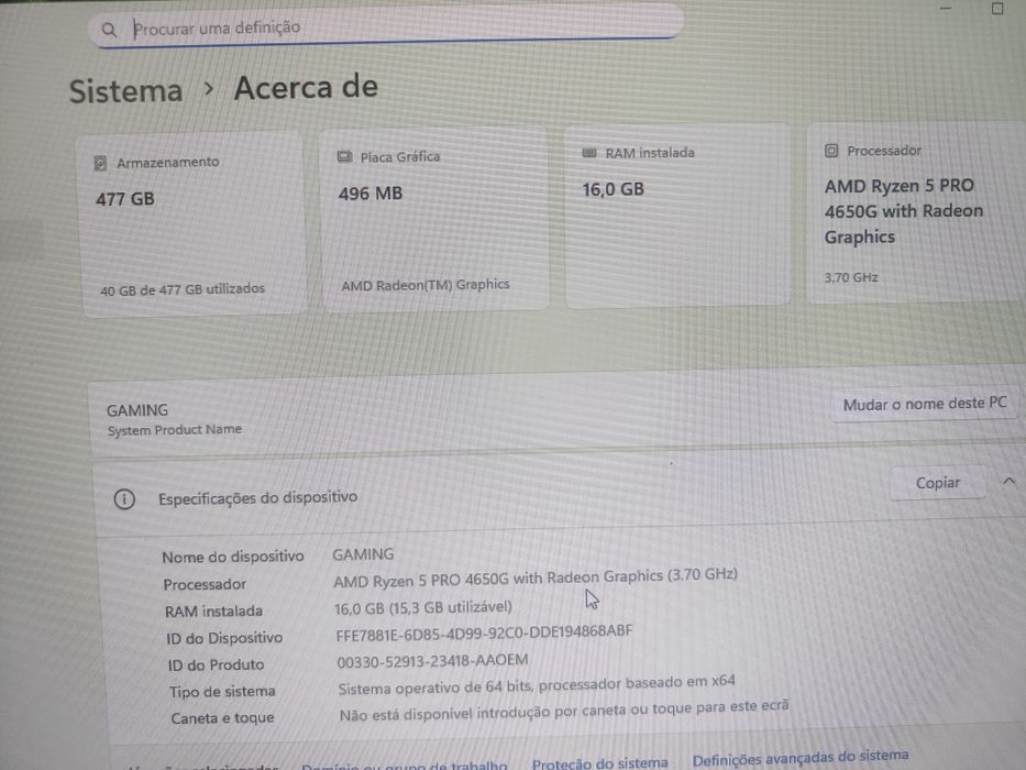 PC Gaming Ryzen 5 Pro 16GB RAM 512GB SSD NVME