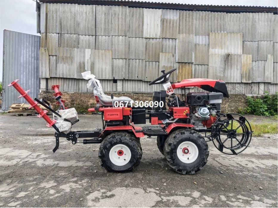 Мінітрактор МТ-192GH PRO(гідравліка) Forte Форте Переломка 4х4 (бензин) повний привід з фрезою та грунтозачепами доставка безкоштовна є кредитування