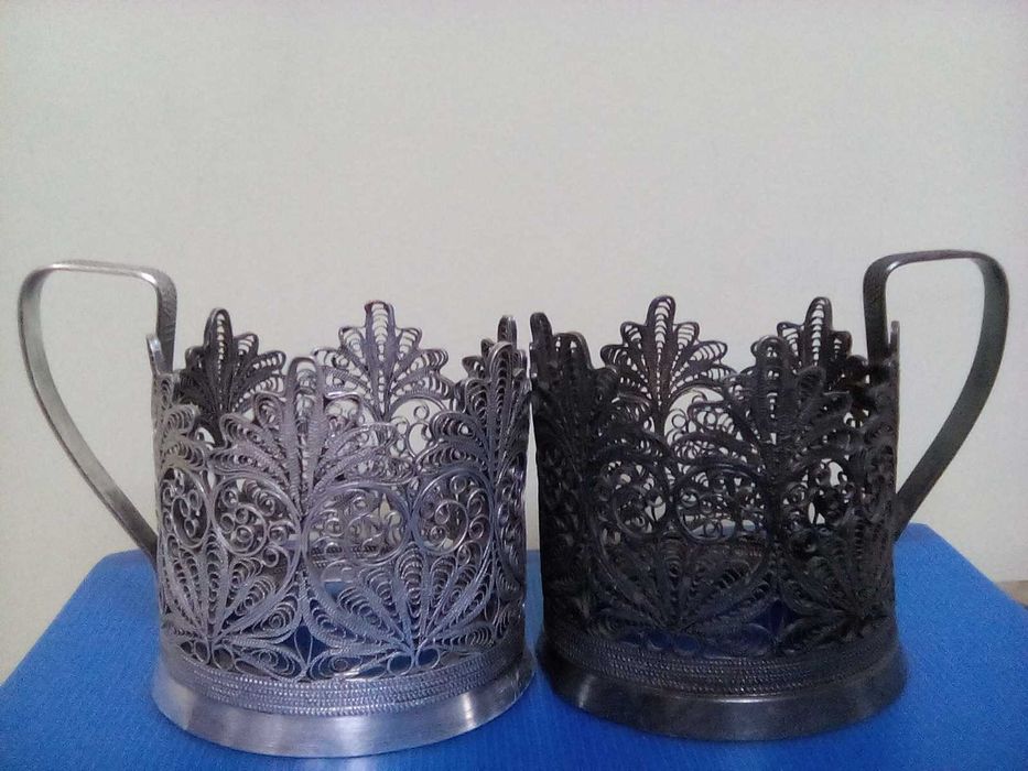 Подстаканник мельхиоровый посеребренный