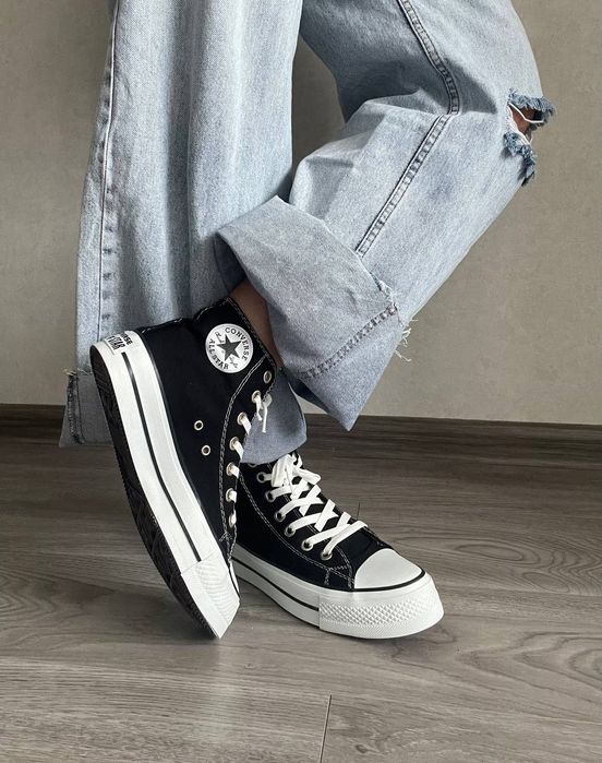 Уцінка! Converse black High sole/ Конверсы чёрные высокие