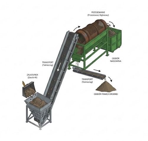 stacjonarny przesiewacz bębnowy