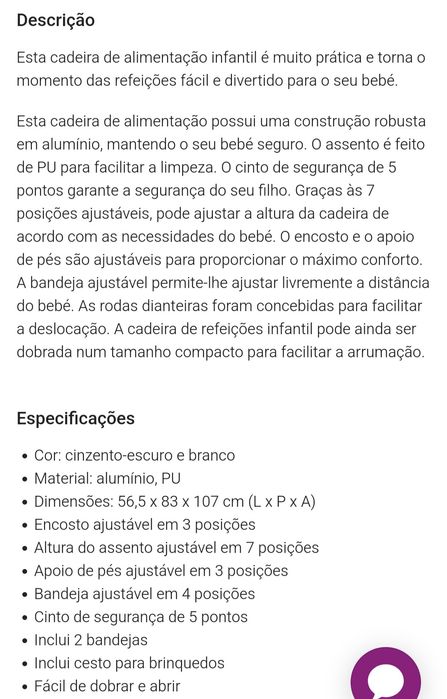 Cadeira refeição