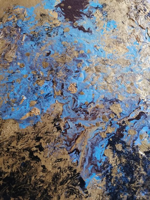 Obraz pouring błękit złoto