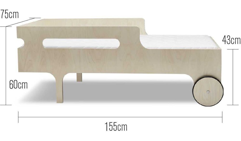 Cama infantil Rafa Kids R Toddler Bed com rodas + colchão