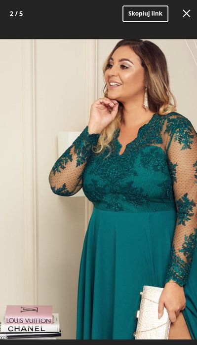 Długa sukienka butelkowa zieleń r. 46