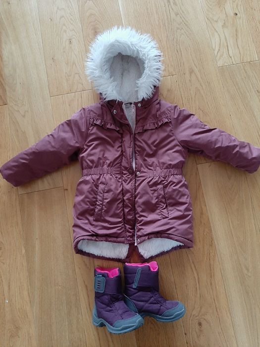 Zimowa kurtka dla dziecka i buty, śniegowce