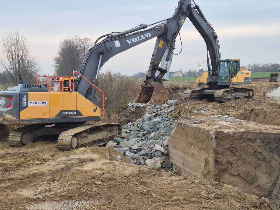 Roboty ziemne, wykopy, rozbiórki, nasypy, wynajem maszyn