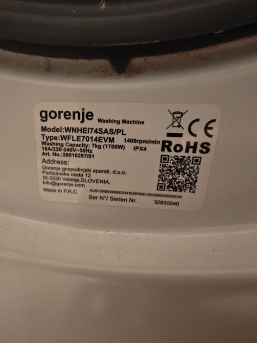 Pralka gorenje uszkodzona