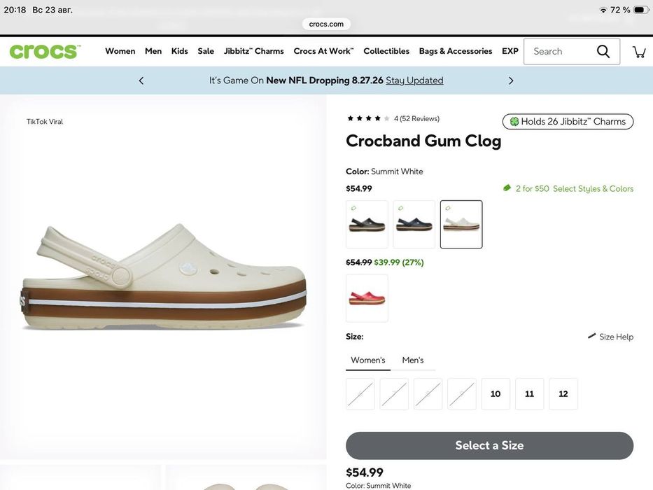 Жіночі крокси Crocs (оригінал), W12 Us (28cm)