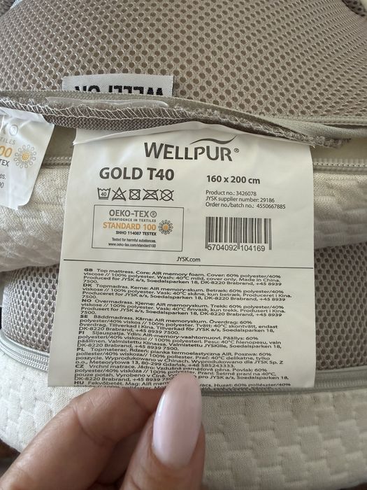 Topmaterac WELLPUR Gold T40 Jysk 160x200