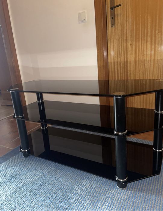 Móvel TV em vidro preto