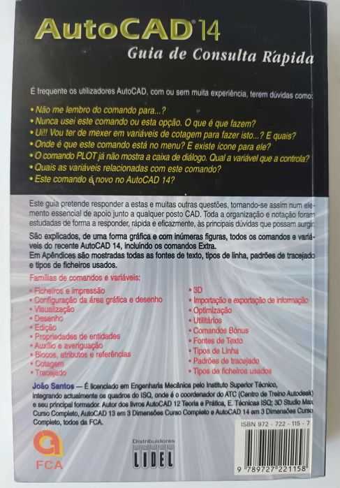 AUTOCAD 14 - Guia de Consulta Rápida - de: João Santos, 319Pág.