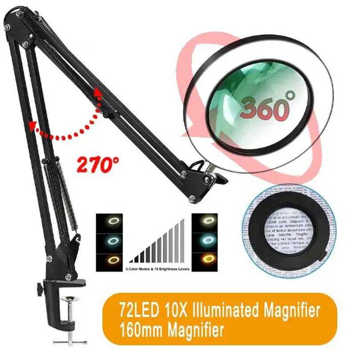 Настольна  лампа з лупою Led Desktop Magnifier