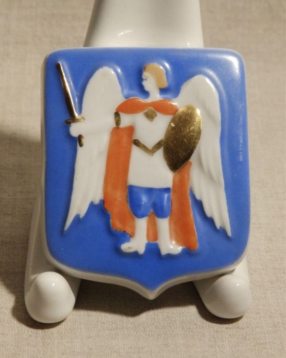 Плакетка «Герб КИЕВ Архангел Михаил» Вербилки 1950-е фарфор СССР