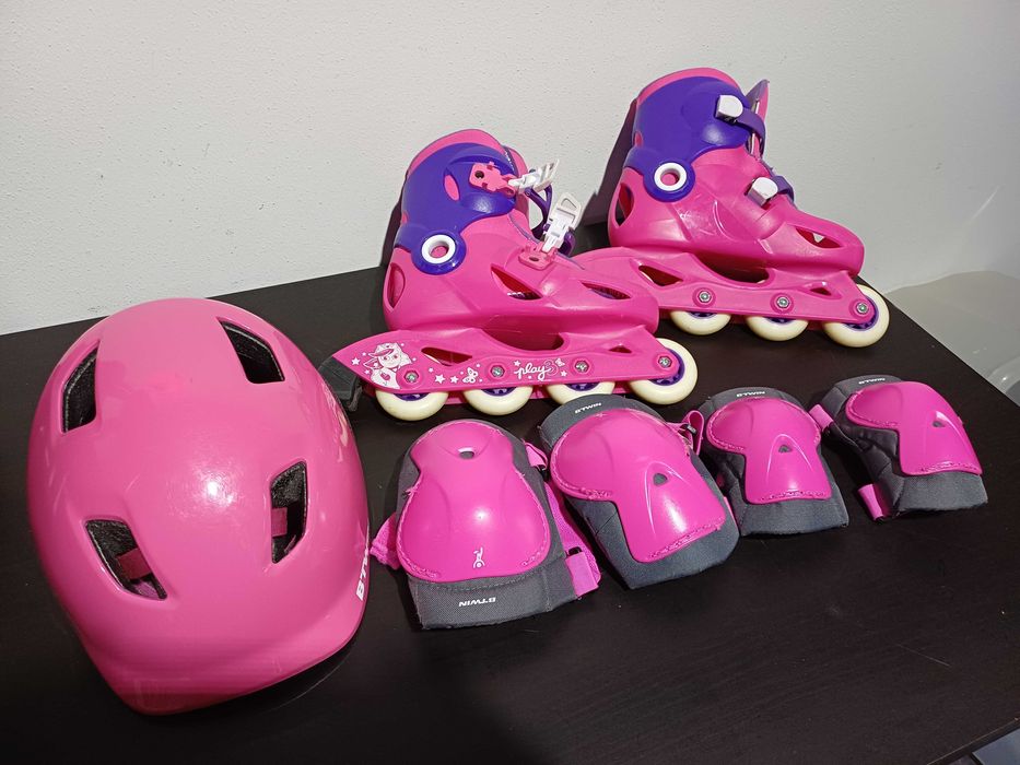 Conjunto Patins em linha com capacete, joelheiras e cotoveleiras!