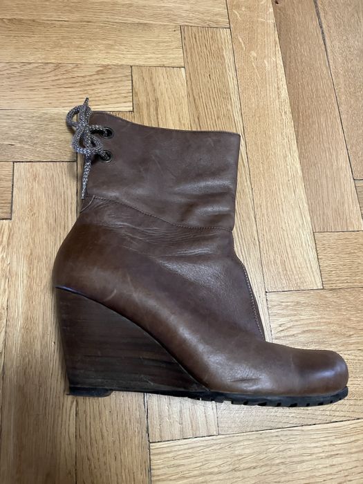 Botki skorzane brazowe z futerkiem 36 Ryłko