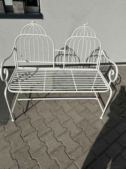 ławeczka biała metalowa