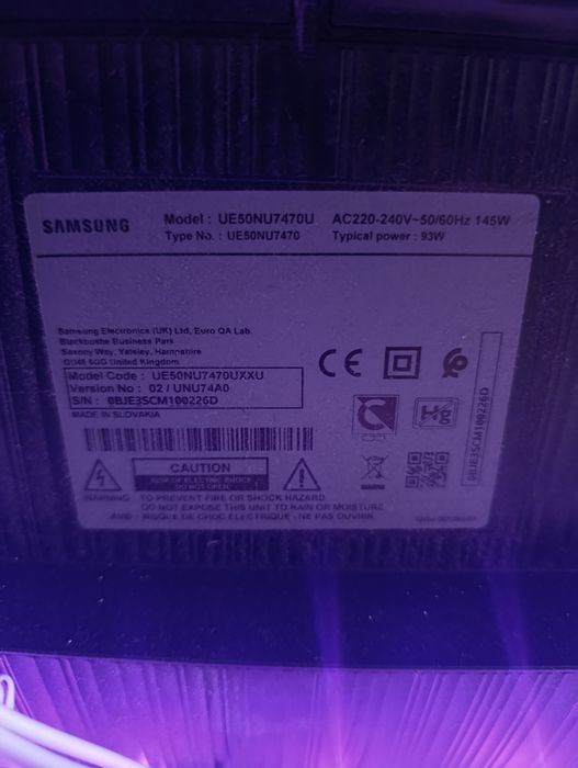 Telewizor Samsung uszkodzony