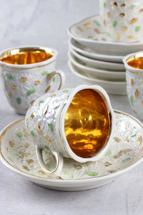 Ceramiczny serwis Domino Steatyt Buksowicz ceramika prl vintage