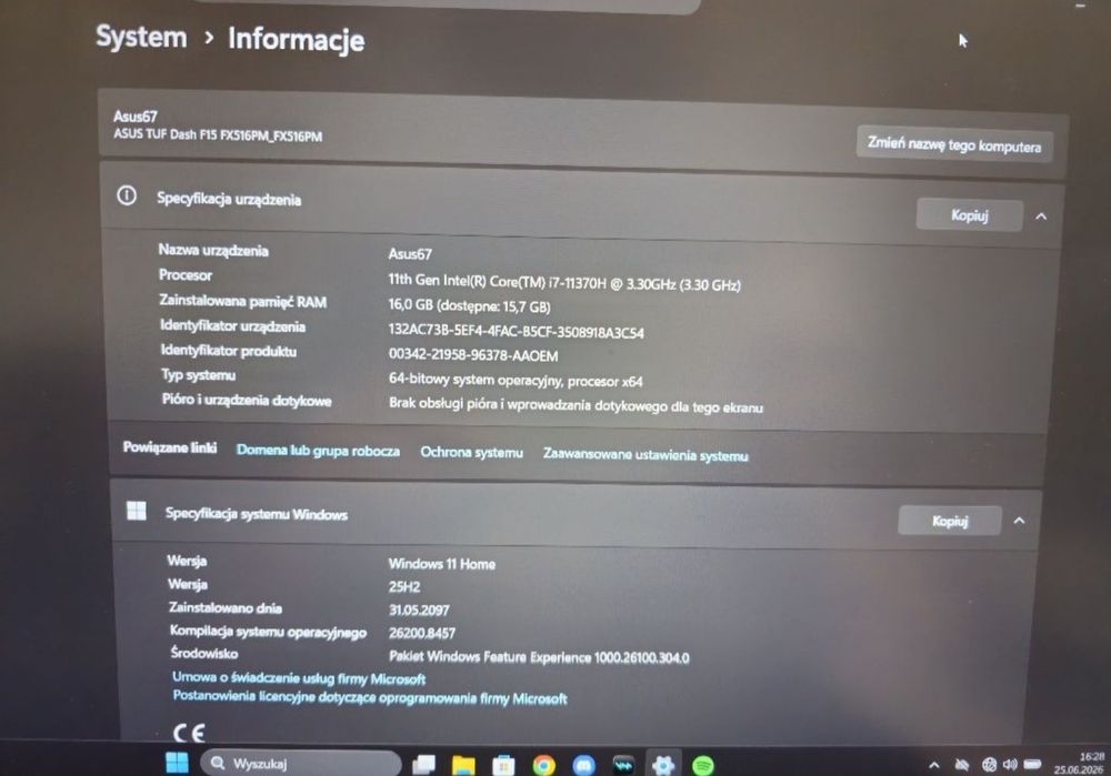 Laptop asus f15 RTX 3060 INTEL I7