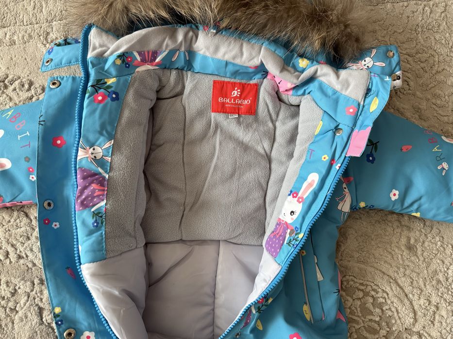 Дитячий зимовий суцільний термо комбінезон для дівчинки/хлопчика 68-92