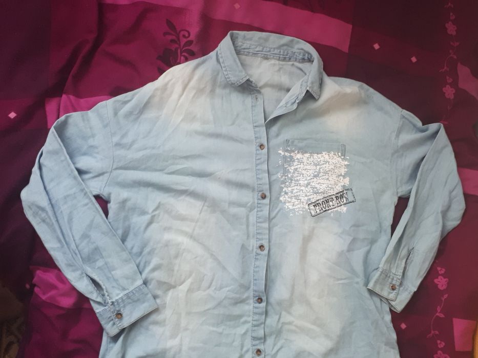 Koszula jeansowa plecy nadruk oversize M/L