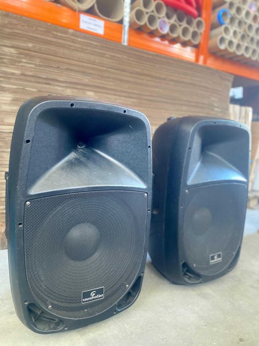 Colunas Soundsation + microfones