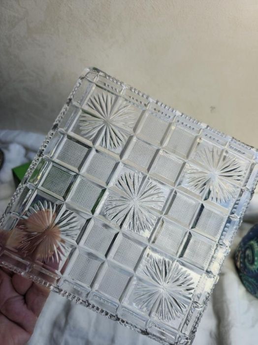 Taca szklana  pięknie zdobiona