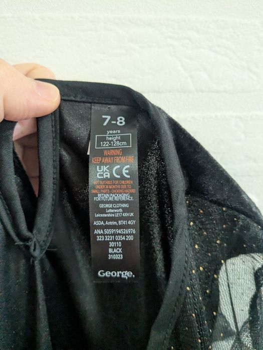 Świecąca sukienka LED George 122/128 cm Gwiazdki Bal Przebranie Nowa