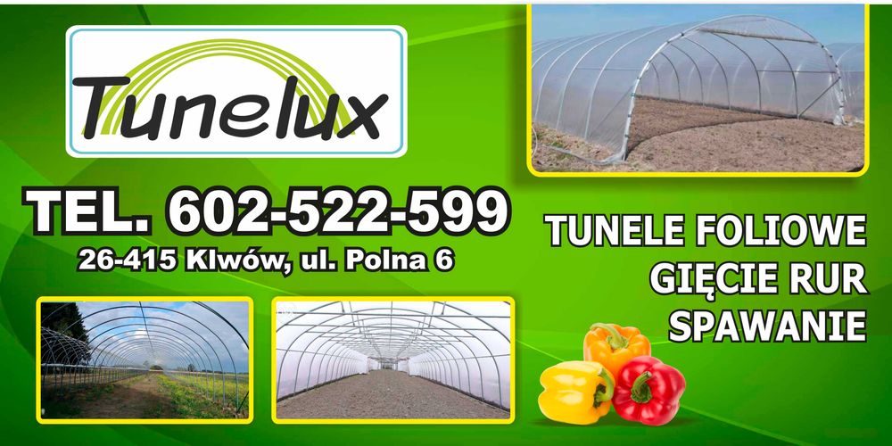 Tunel foliowy, 10,5 x 32 m. tunele foliowe rura fi 57/2,6.