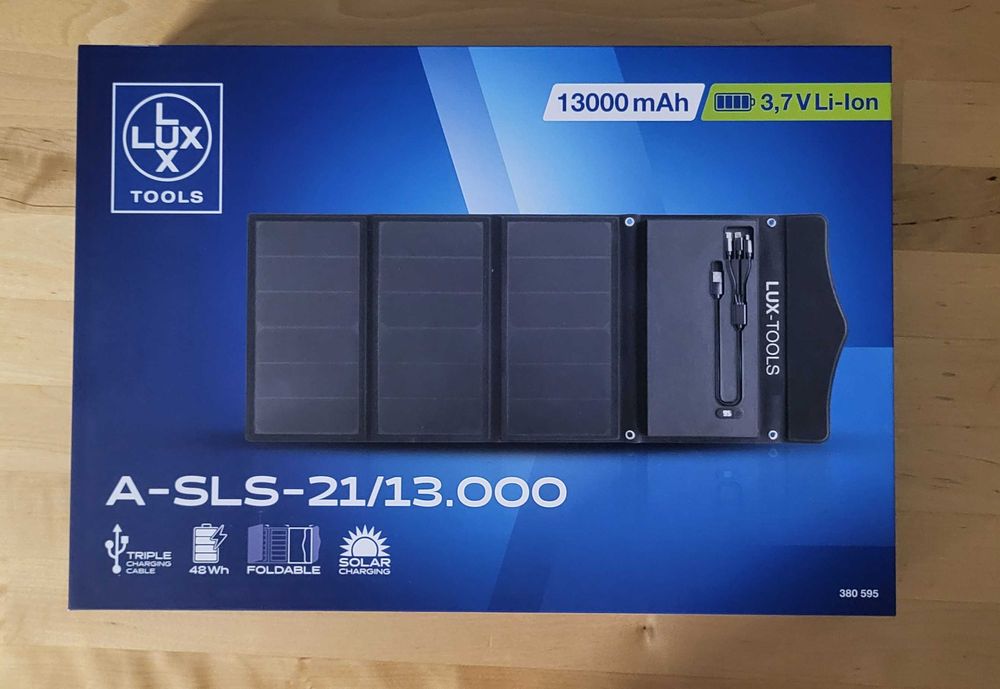 Сонячний Powerbank LUX-TOOLS A-SLS-21/13.000, 13000 мАг.