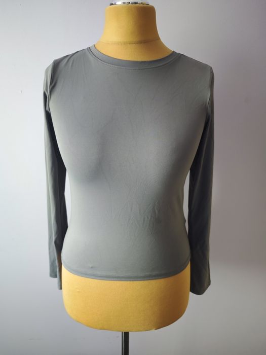 Gładka szara bluzka z długim rękawem sinsay