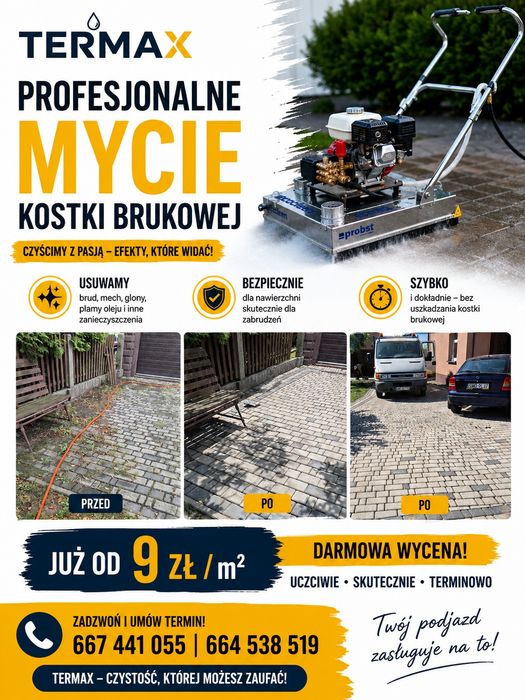 CZYSTA KOSTKA - TERMAX Mycie kostki brukowej
