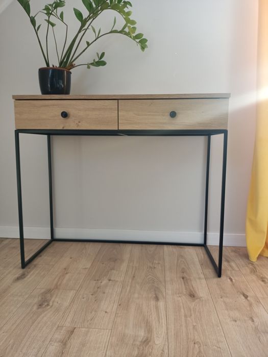 Konsola toaletka czarna drewno loft