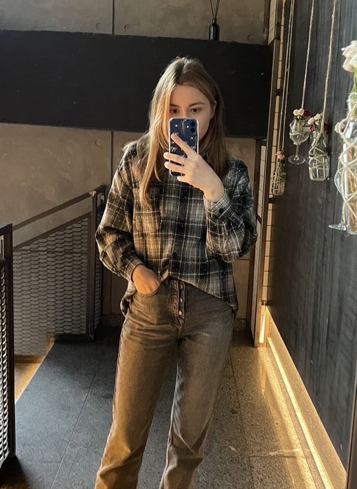 Сорочка в клітинку, картата сорочка, розмір хс-с