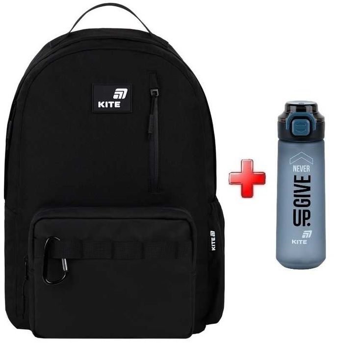 Рюкзак Kite Education teens Black K26-949L-3  подарунок пляшка  (на зріст дитини 145-175 см)