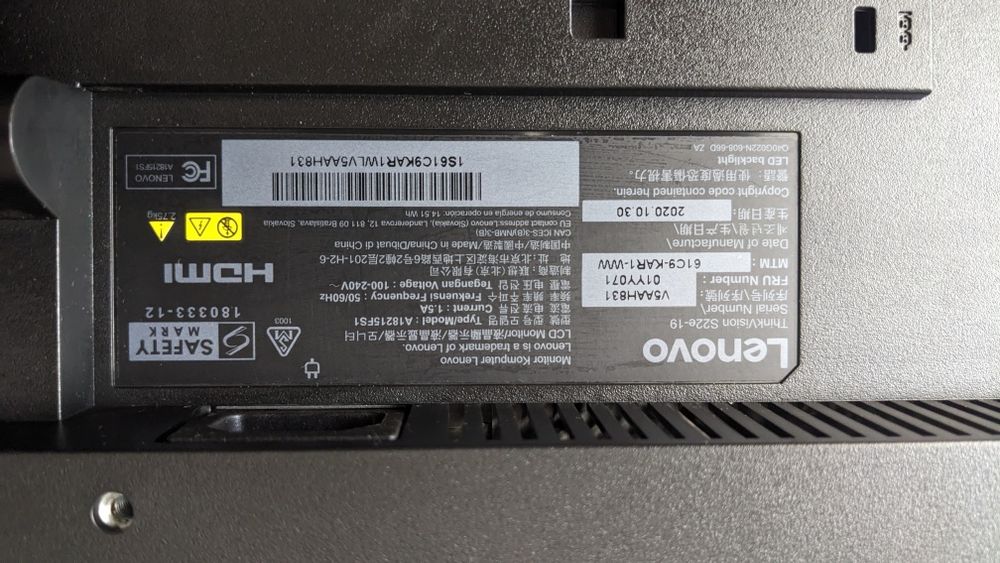 Монітор 22 '' Lenovo ThinkVision S22e-19 (на запчастини)