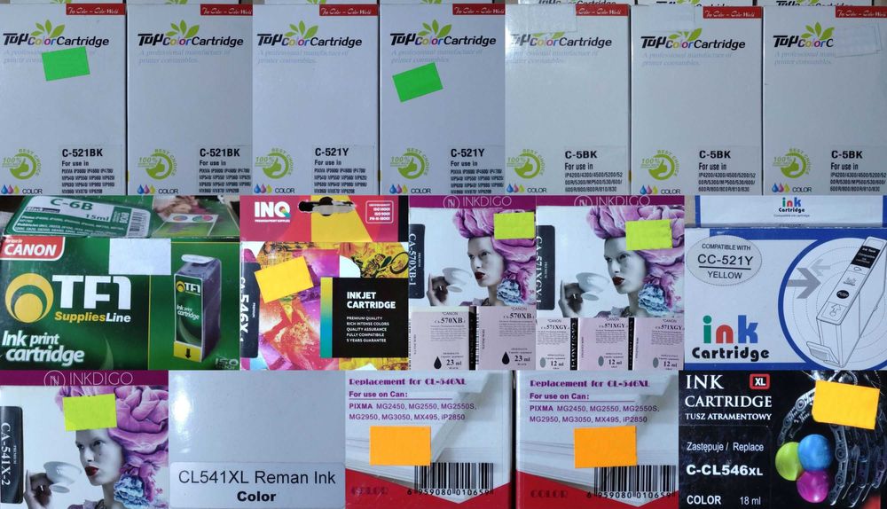 Tusze Canon zamienniki zestaw 72 szt. (przeterminowane)