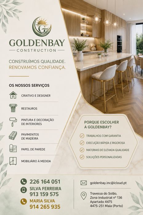 Construtora especializada em remodelações completas, obras gerais e projetos de média a grande dimensão.