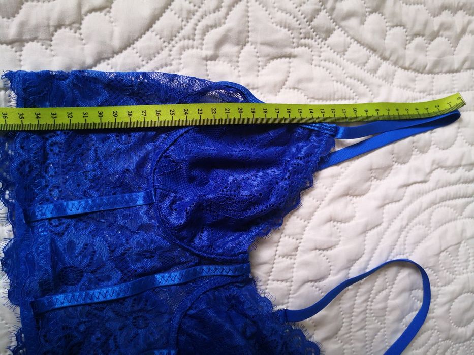 Piękny biustonosz pół gorset chabrowy XS 34 elastyczny gorsecik