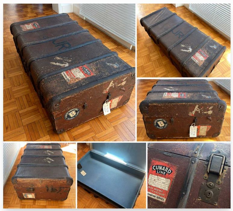 Baú de Viagem Antigo CUNARD WHITE STAR LINE | Steamer Trunk Vintage